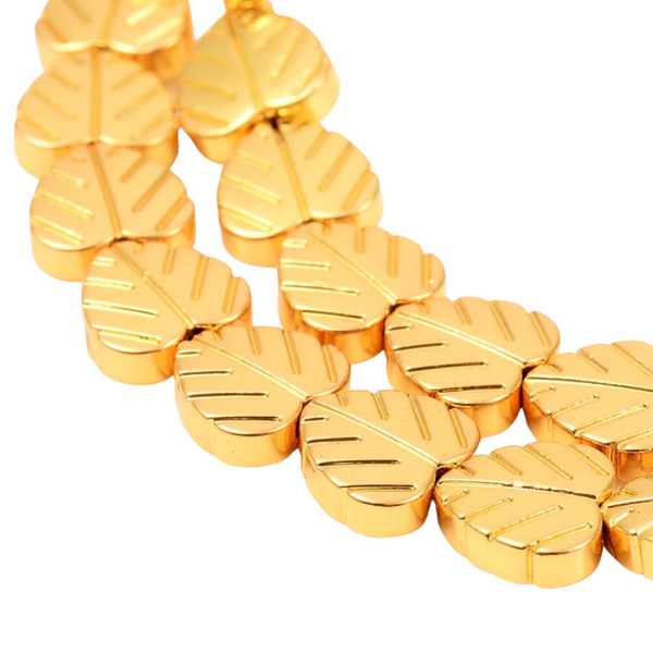 8mm Natuursteen kraal Hematiet Blad Goud - 1 stuk