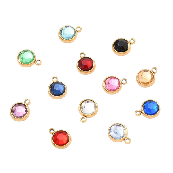 Bedel (Stainless Steel) Zirkonia Rond Mix 10mm Goud - 1 stuk