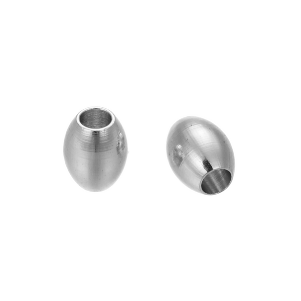 Metalen Kraal (stainless steel) Ovaal Zilver - 1 stuk