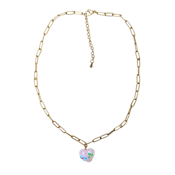Ketting Millefiori Glass Heart