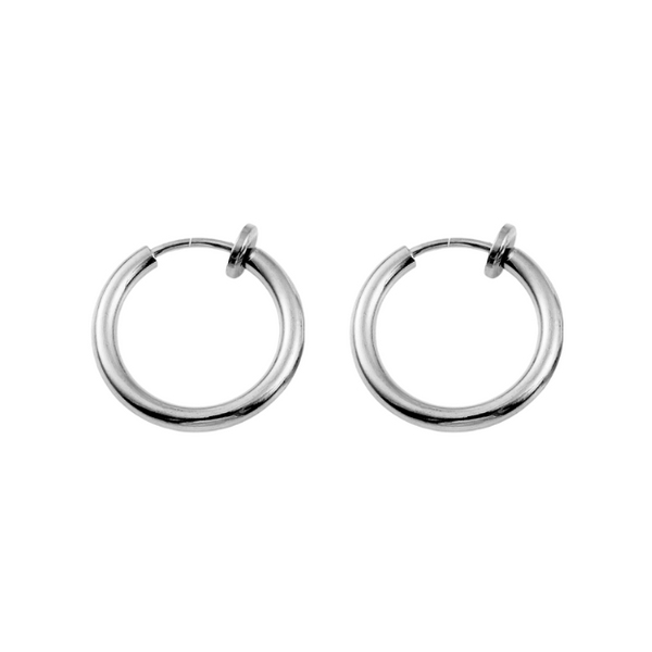 Oorbel Haakje Clip-On Rond (Stainless steel) Zilver - 1 paar