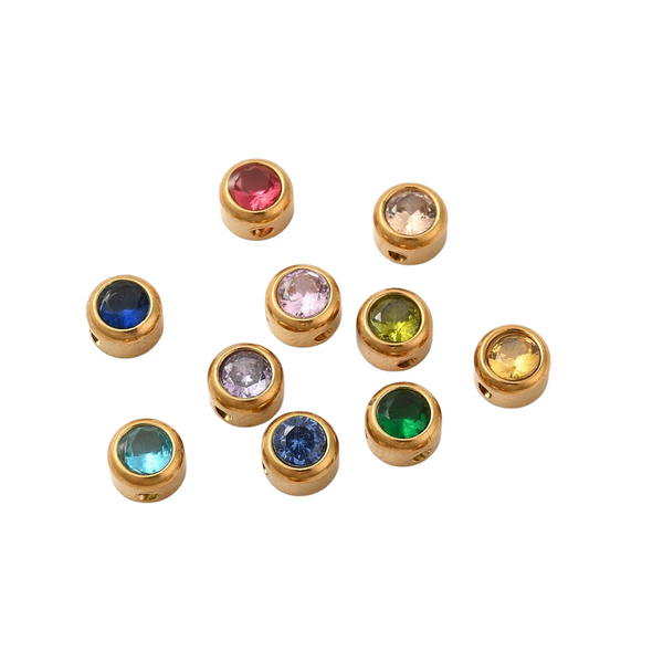 Metal Bead (stainless steel) Round Crystal Multi Gold