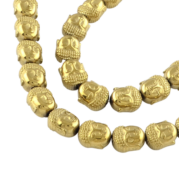 10mm Natuursteen kraal Hematiet Buddha Goud - 1 stuk
