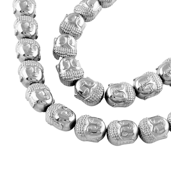 10mm Natuursteen kraal Hematiet Buddha Zilver - 1 stuk