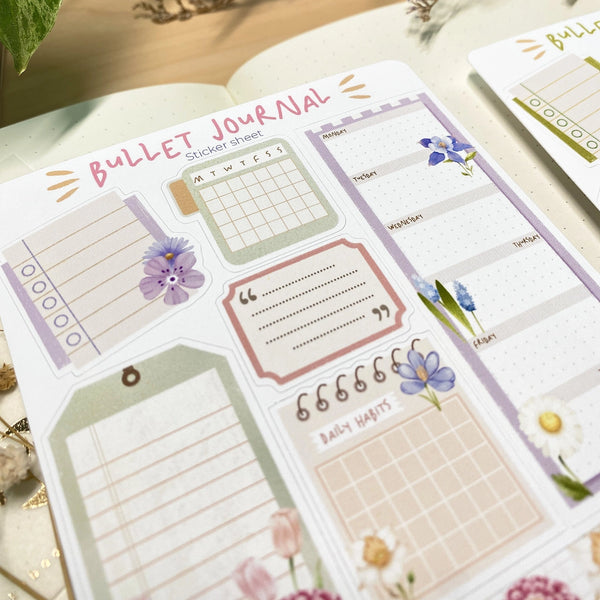 Stickervel Lettoon A6 - Bullet Journal Flower Desire