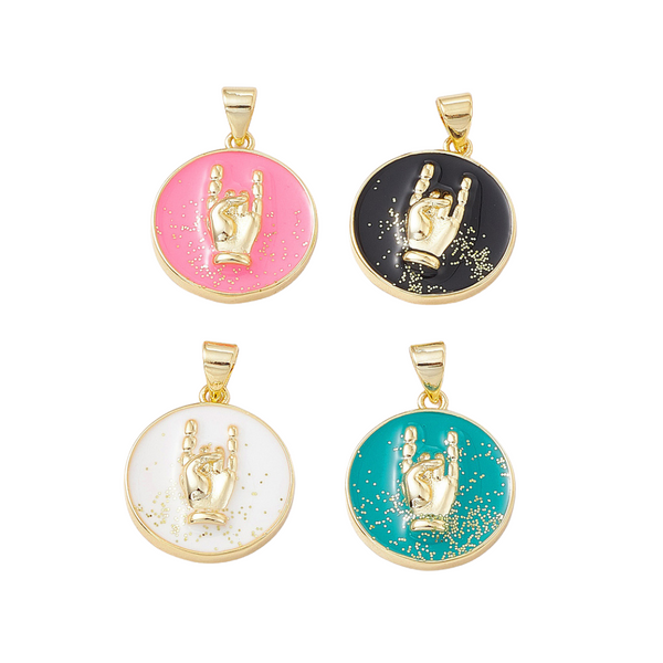 DQ Bedel Hanger Rock Hand 26.5mm Multi Goud - 1 stuk