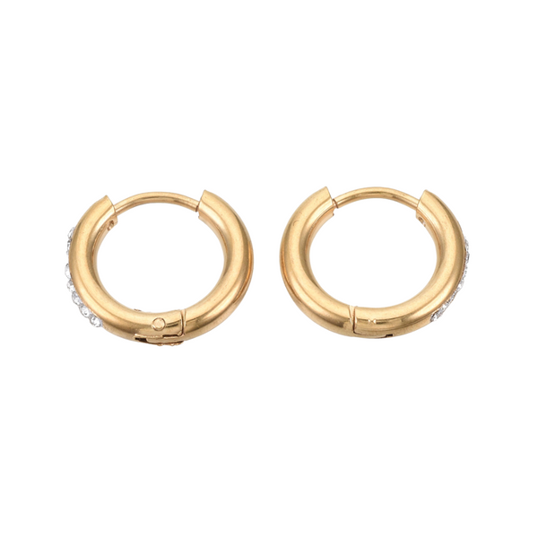 Oorbellen Creolen Zirkonia Stainless Steel 15mm Goud - 1 paar