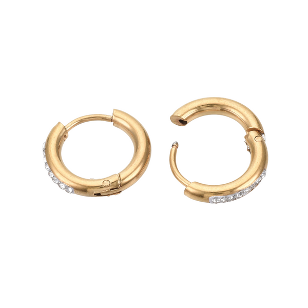 Oorbellen Creolen Zirkonia Stainless Steel 15mm Goud - 1 paar