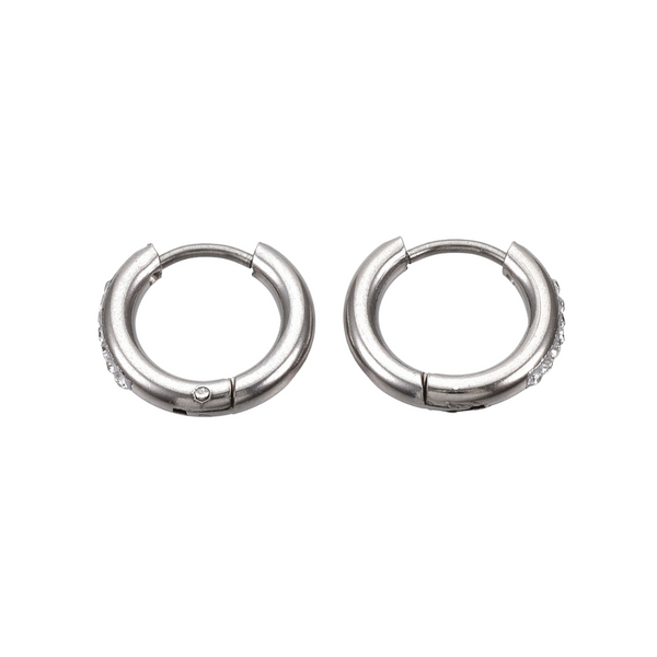 Oorbellen Creolen Zirkonia Stainless Steel 15mm Zilver - 1 paar