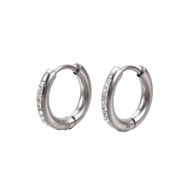 Oorbellen Creolen Zirkonia Stainless Steel 15mm Zilver - 1 paar