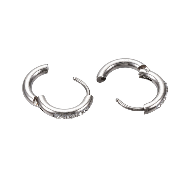 Oorbellen Creolen Zirkonia Stainless Steel 15mm Zilver - 1 paar