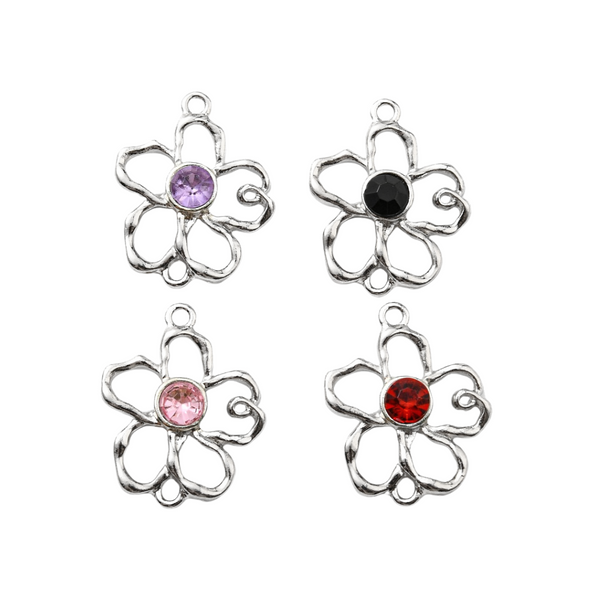 BQ Bedel Tussenstuk Bloem Zirkonia 23mm Multi Zilver - 1 stuk