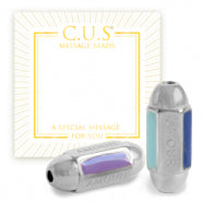 Metalen Kraal (stainless steel) Message Bead "Amour" Zilver (D.Blauw/Paars/L.Blauw) - 1 stuk
