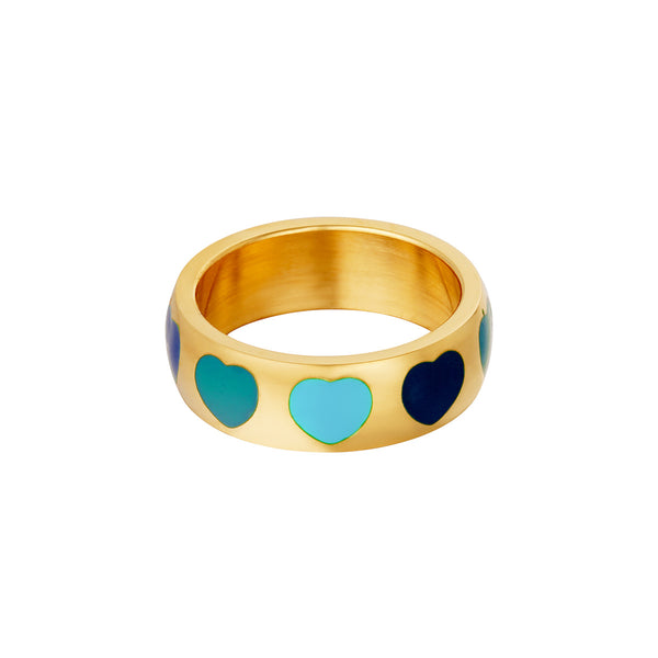 Ring Met Hartjes Blauw
