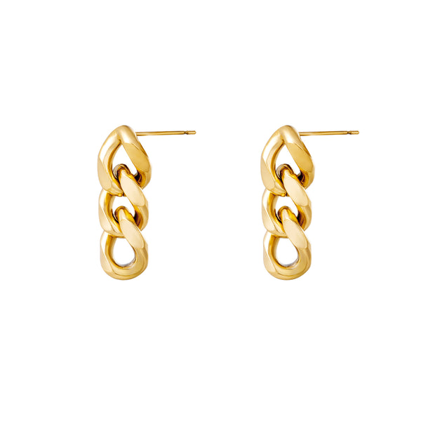 Oorbellen Stud Tripple Chain