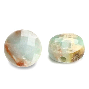 Natural Stone Bead Faceted Disc Relagite Jasper Cyan 7mm