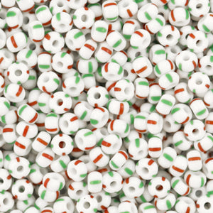3mm Rocailles Preciosa White Green Red - 5 gram