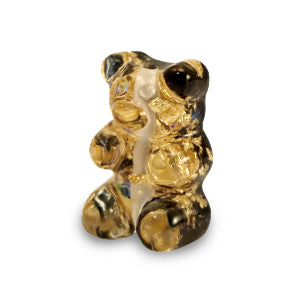 Resin Kraal Gummy Bear Gold Black Glitter 17x11mm - 1 stuk