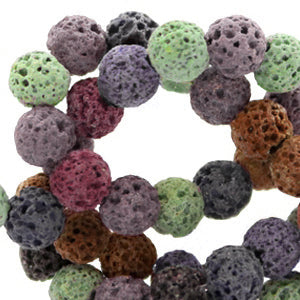 6mm Lavastenen Kralen Rond Mix Brown Green - 20 stuks