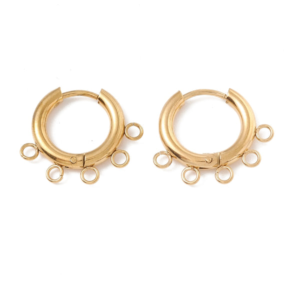 Oorbellen Creolen Stainless Steel Met 5 Ogen 16mm Goud - 1 paar