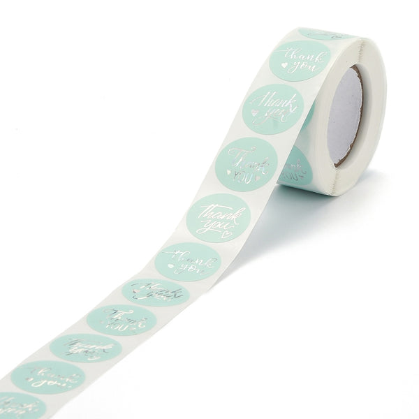 Sticker Rol Thank You Licht blauw - 500 stuks