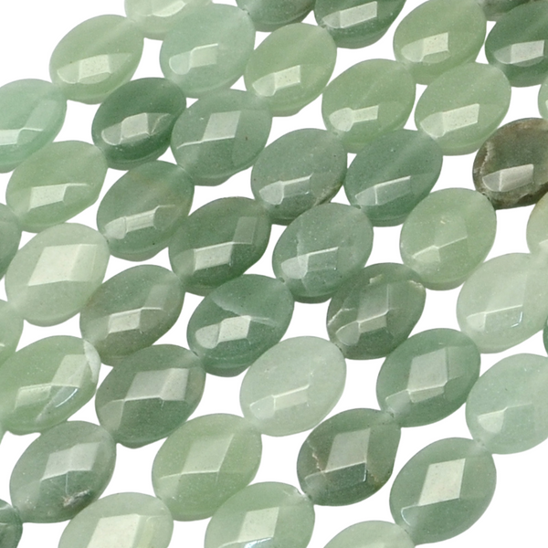 Natural Stone Bead Faceted Oval Aventurine 17mm