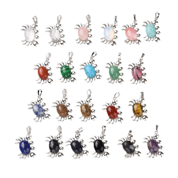 Charm Natural Stone Crab Mix Silver