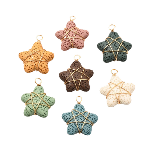 Charm Natural Stone Lava Star