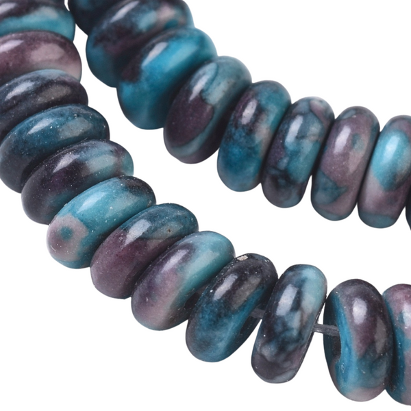 Natural Stone Bead Roundel Ore Steel Blue 6mm