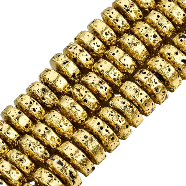 Natural stone bead round lava gold 8mm