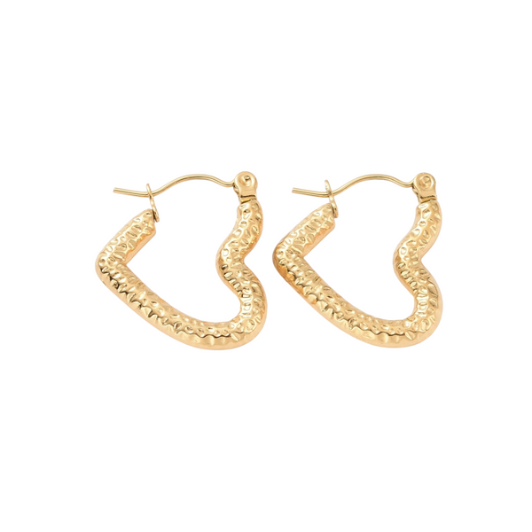 Earrings Hoop Textured Heart