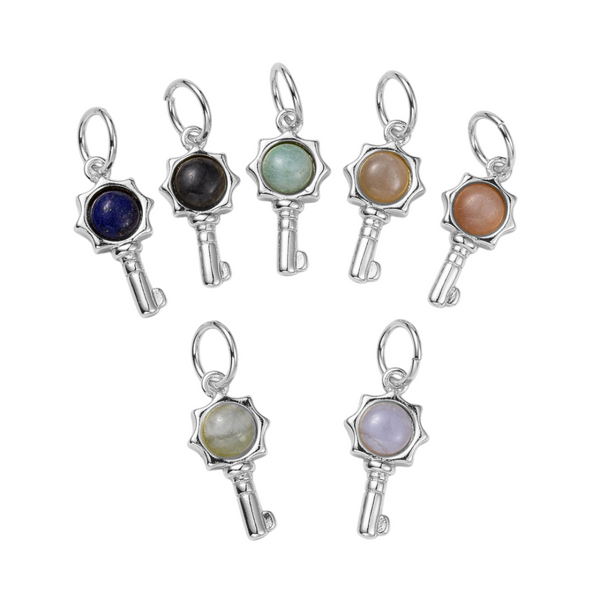 Charm Natural Stone Key Silver