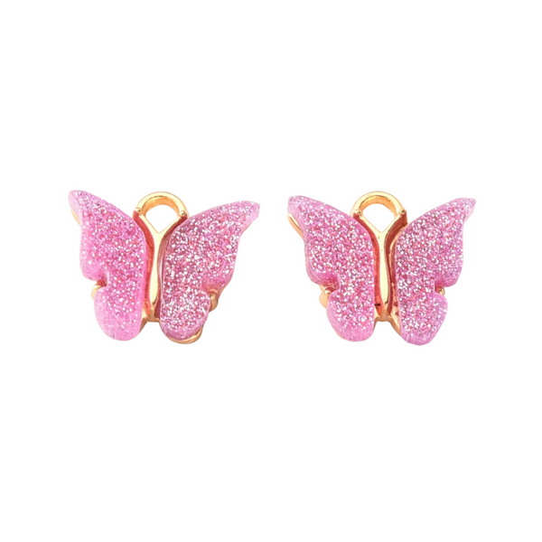 Charm Butterfly Pink Glitter Gold