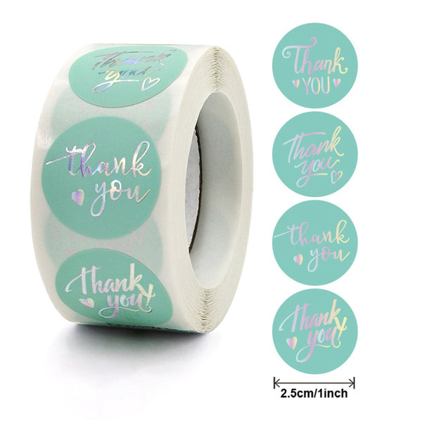Sticker Rol Thank You Licht blauw - 500 stuks