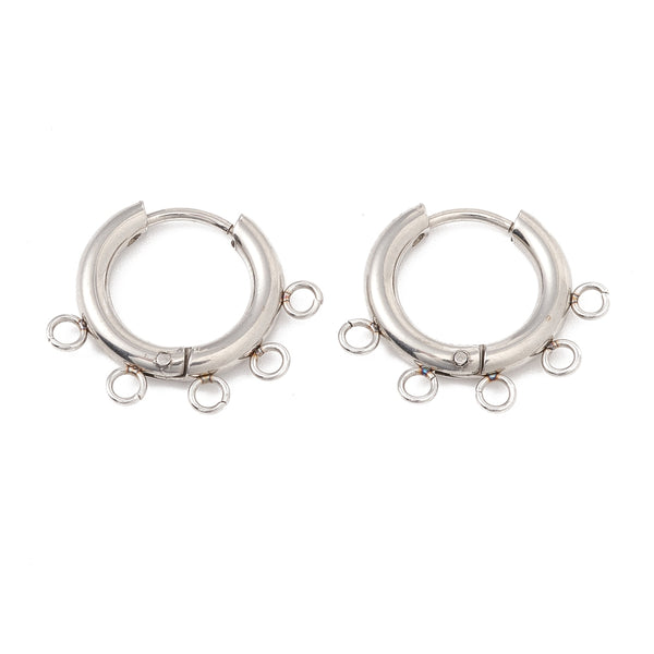 Oorbellen Creolen Stainless Steel Met 5 Ogen 16mm Zilver - 1 paar
