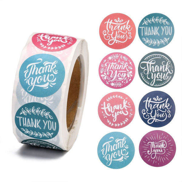 Sticker Rol Thank You Kleur Mix - 500 stuks