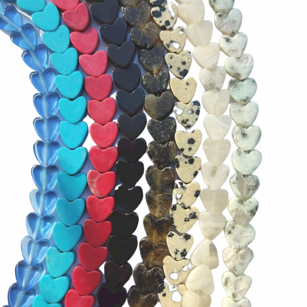Natural Stone Bead Heart 8mm mix different colors