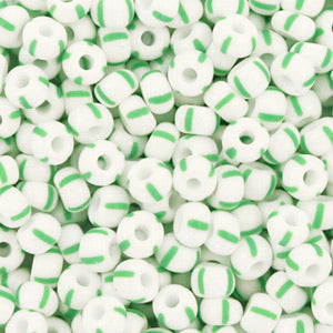 4mm Rocailles Preciosa White Green - 5 gram