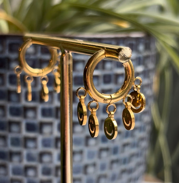 Oorbellen Creolen Stainless Steel Met 5 Ogen 16mm Goud - 1 paar
