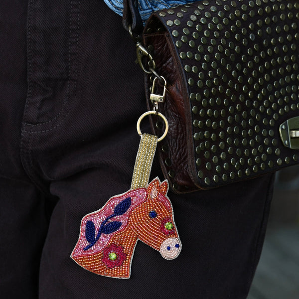 Sleutelhanger Kralen Paard - Goud Oranje