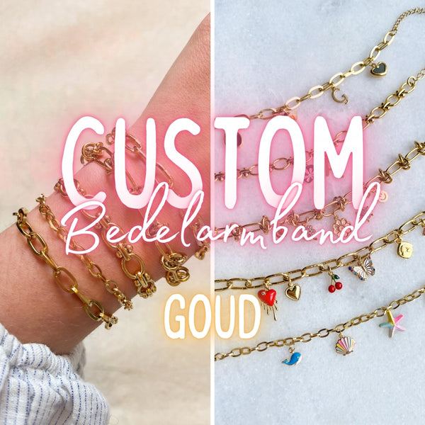 Custom Bedelarmband - Goud