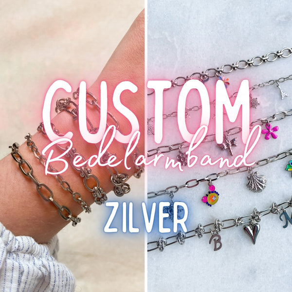 Custom Bedelarmband - Zilver