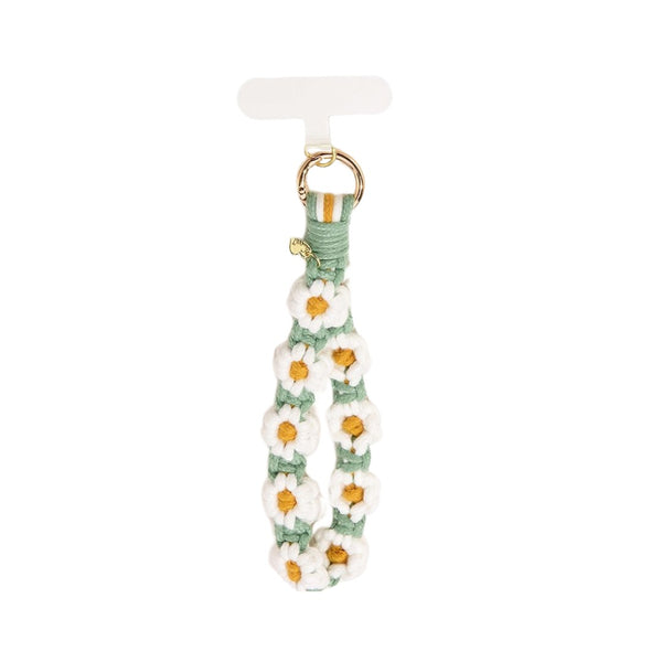 Telefoonkoord Macrame Bloemen Wit - 1 Stuk