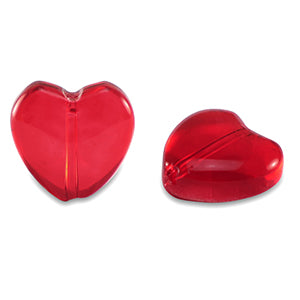 Glaskraal Hartje 12mm Rood - 1 stuk