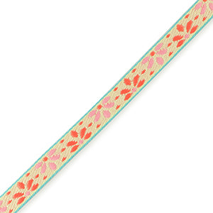 Ribbon - Floral Beige/Red/Pink (per meter)
