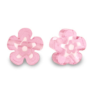 6mm Glass Beads Millefiori Flower Pink White 10 pcs