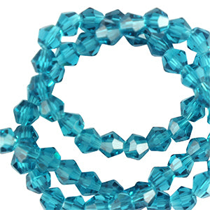 Top Faceted Beads Bicone 6mm Teal Blue - 46 pcs