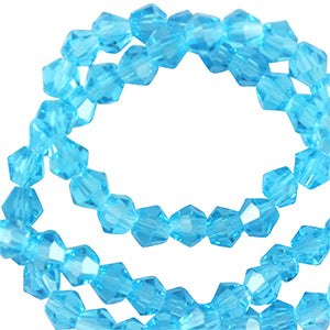 Top Faceted Beads Bicone 6mm Azure turquoise blue - 46 pieces