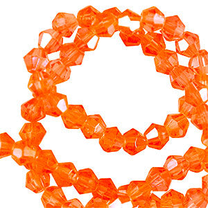 Top Faceted Beads Bicone 6mm Vibrant orange - 46 pieces