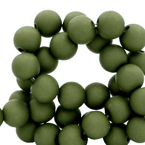 Acrylic beads 6mm Olive Green 50 pieces